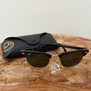Ray-Ban Classic Black and Gold Clubmaster Sunglasses